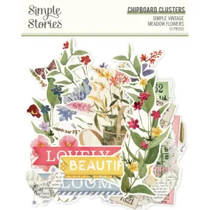 Simple Stories - Simple Vintage Meadow Flowers - Chipboard Clusters