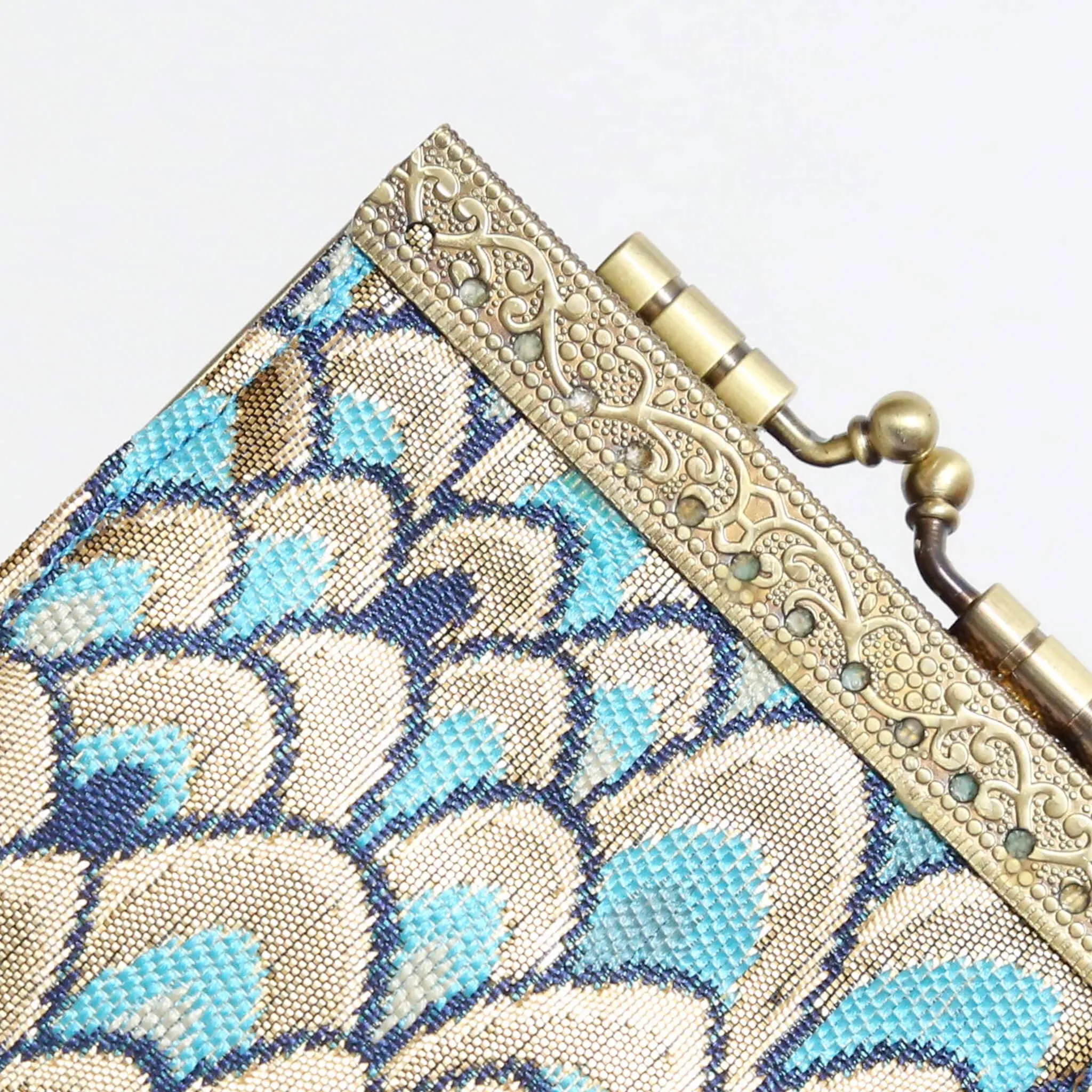 Small Feather Brocade Card Holder with RFID Protection