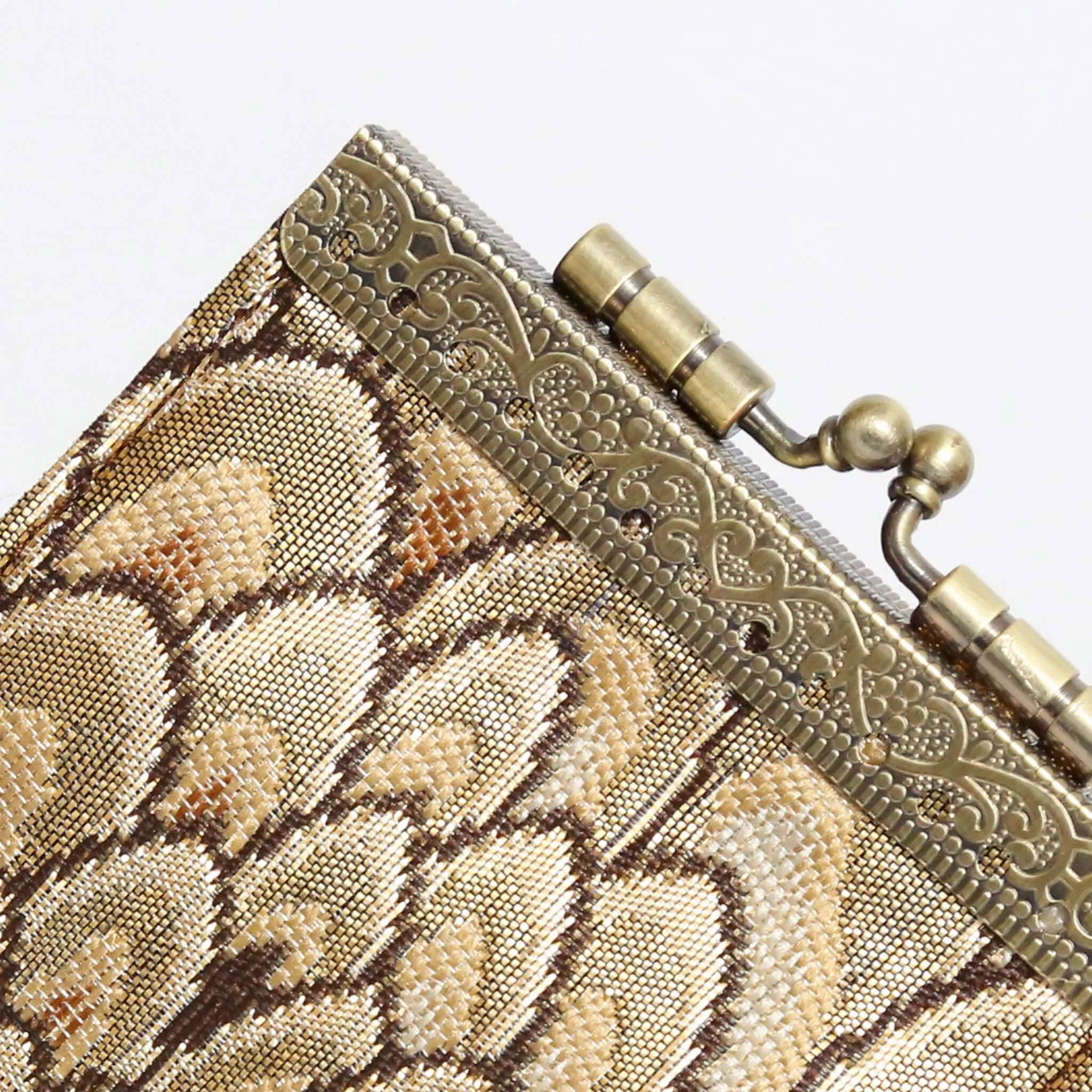 Small Feather Brocade Card Holder with RFID Protection