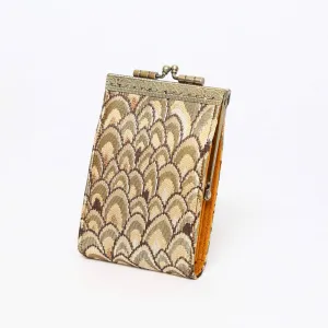 Small Feather Brocade Card Holder with RFID Protection