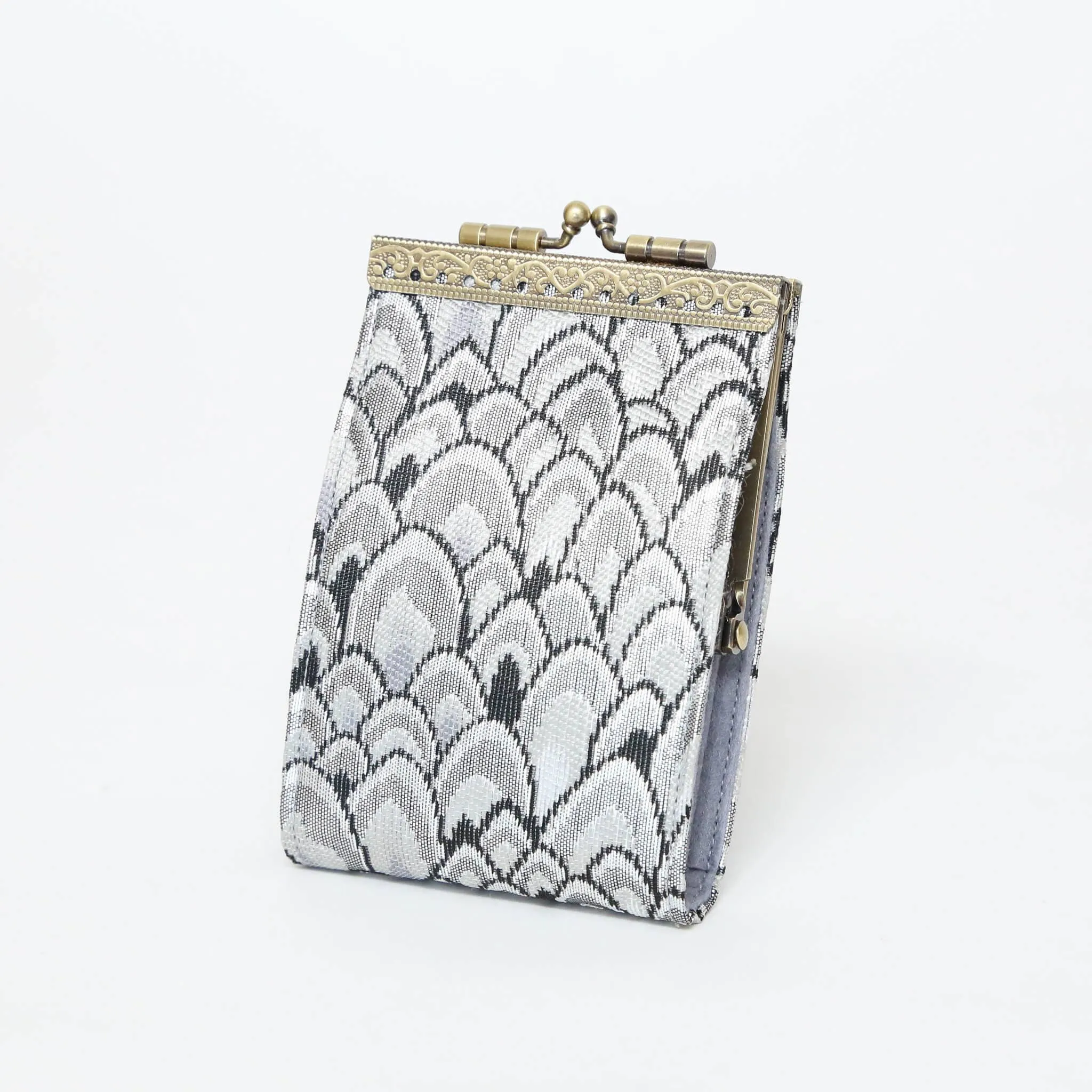 Small Feather Brocade Card Holder with RFID Protection