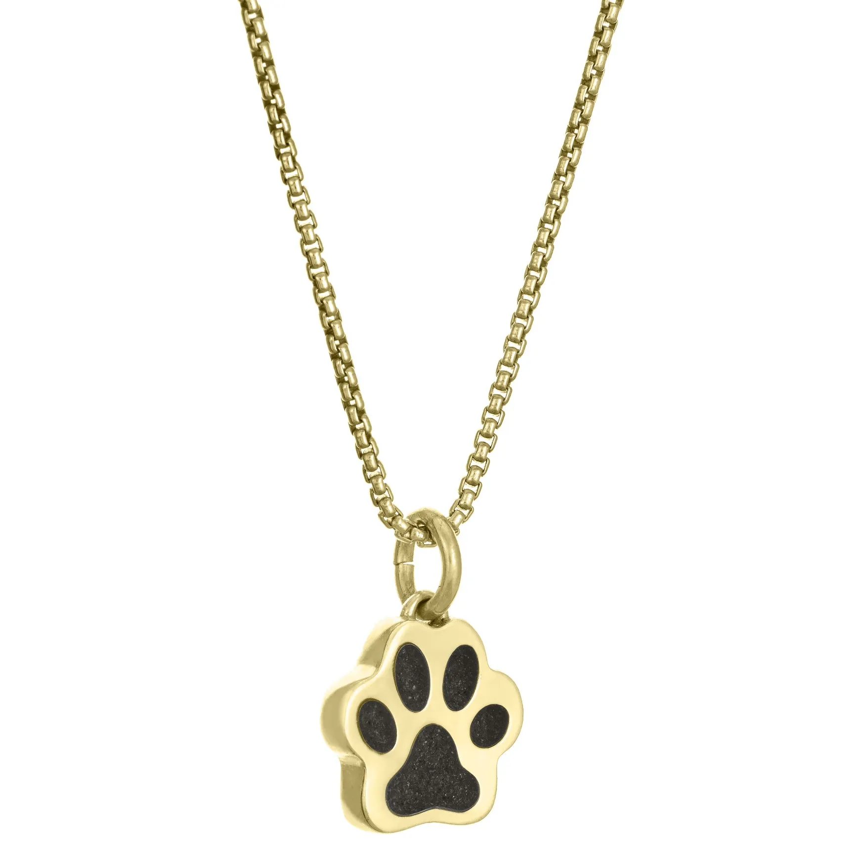 Small Paw Print Cremation Necklace in 14K Yellow Gold