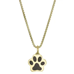 Small Paw Print Cremation Necklace in 14K Yellow Gold