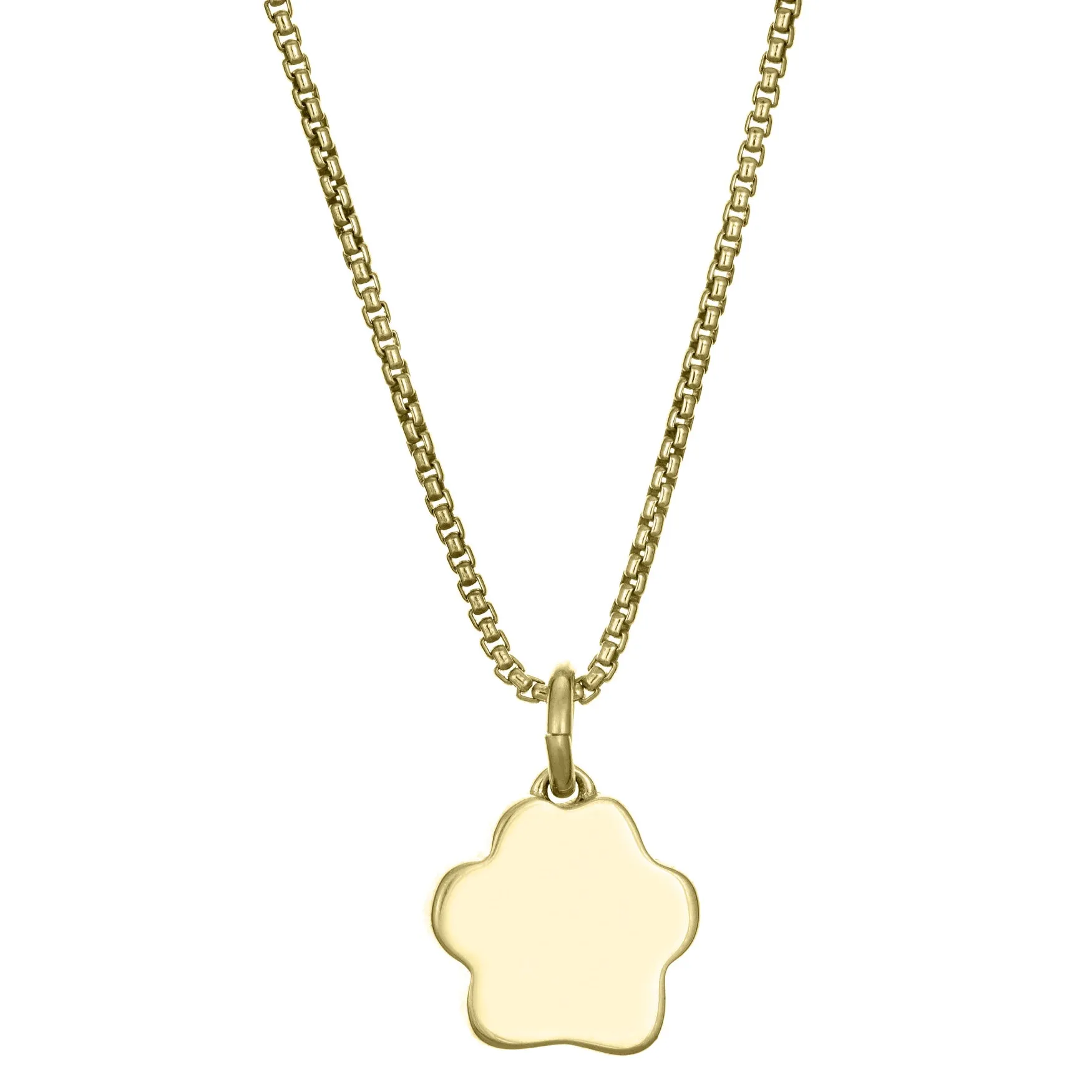 Small Paw Print Cremation Necklace in 14K Yellow Gold