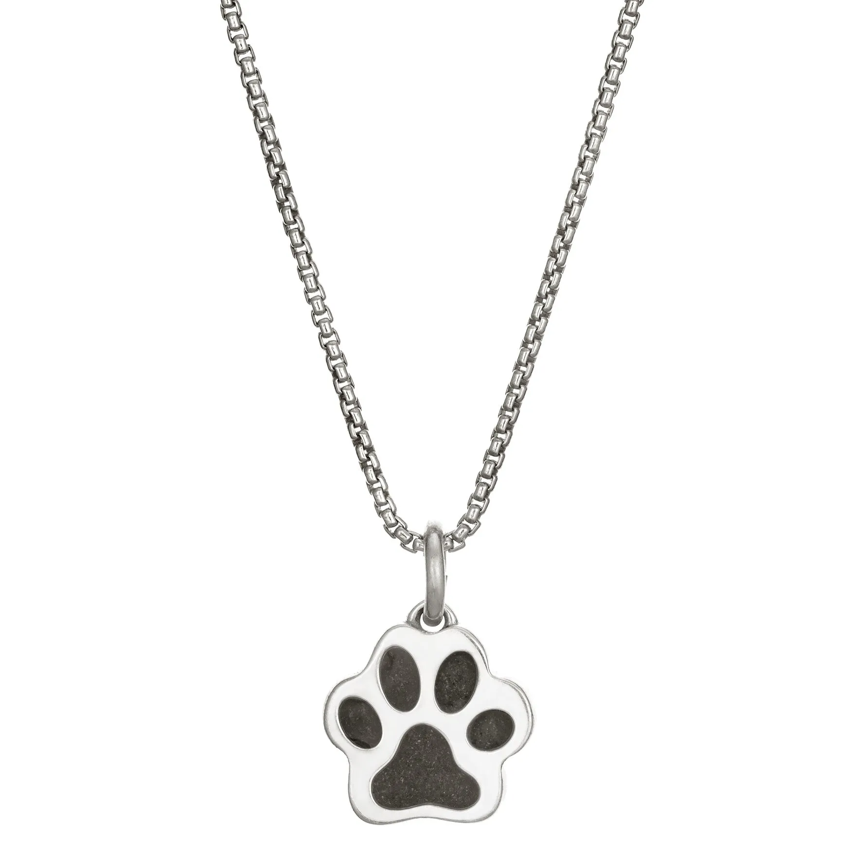 Small Paw Print Cremation Necklace in Sterling Silver