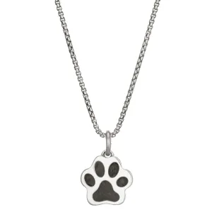 Small Paw Print Cremation Necklace in Sterling Silver