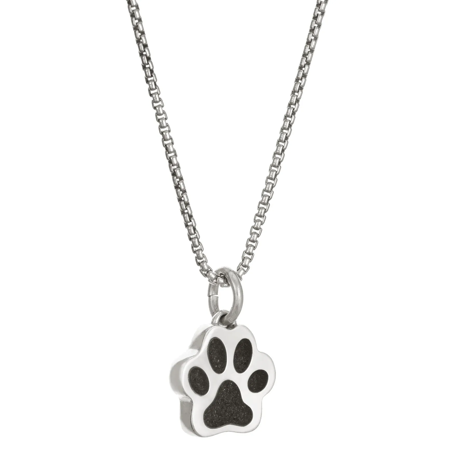 Small Paw Print Cremation Necklace in Sterling Silver