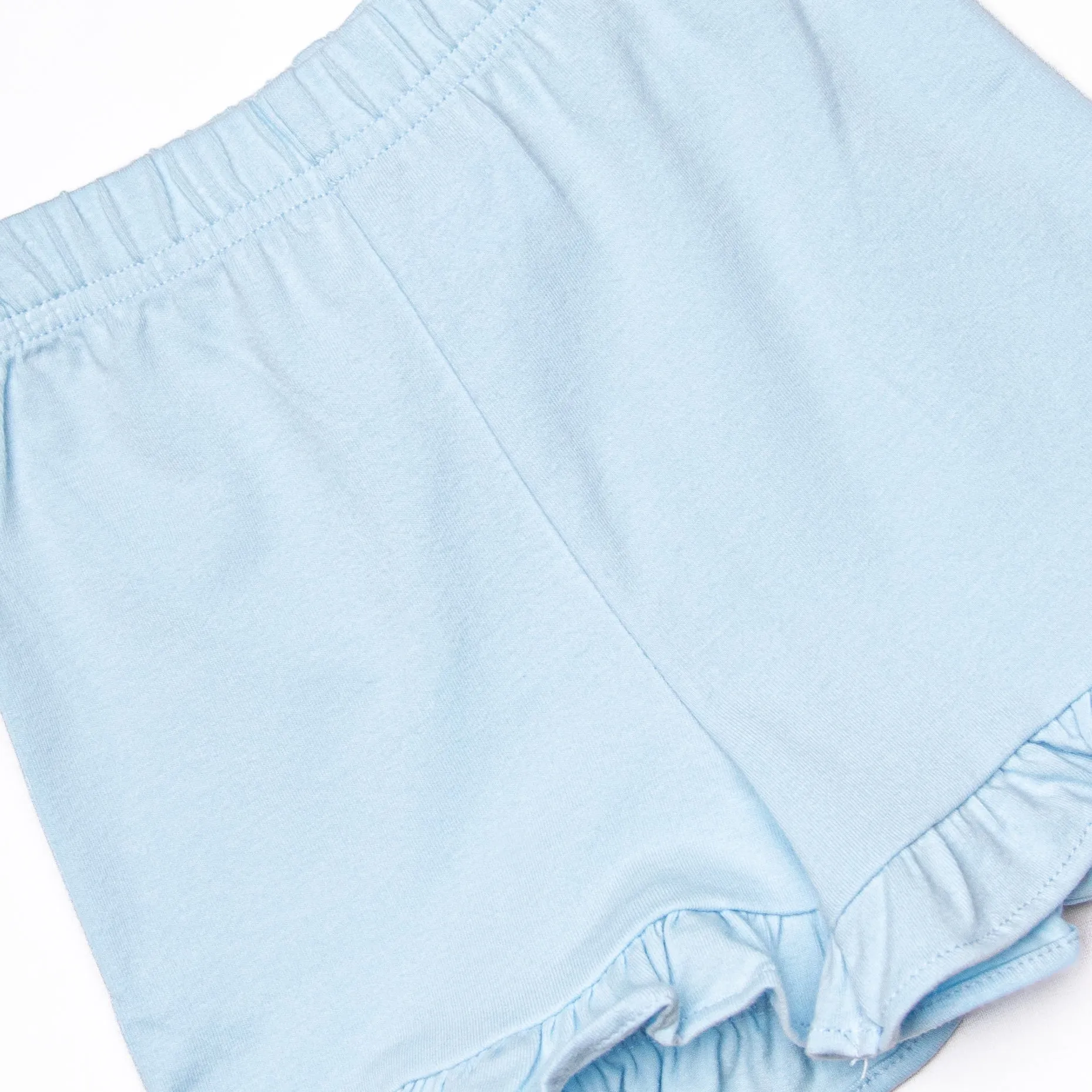Southern Soiree Applique Ruffle Short Set, Blue