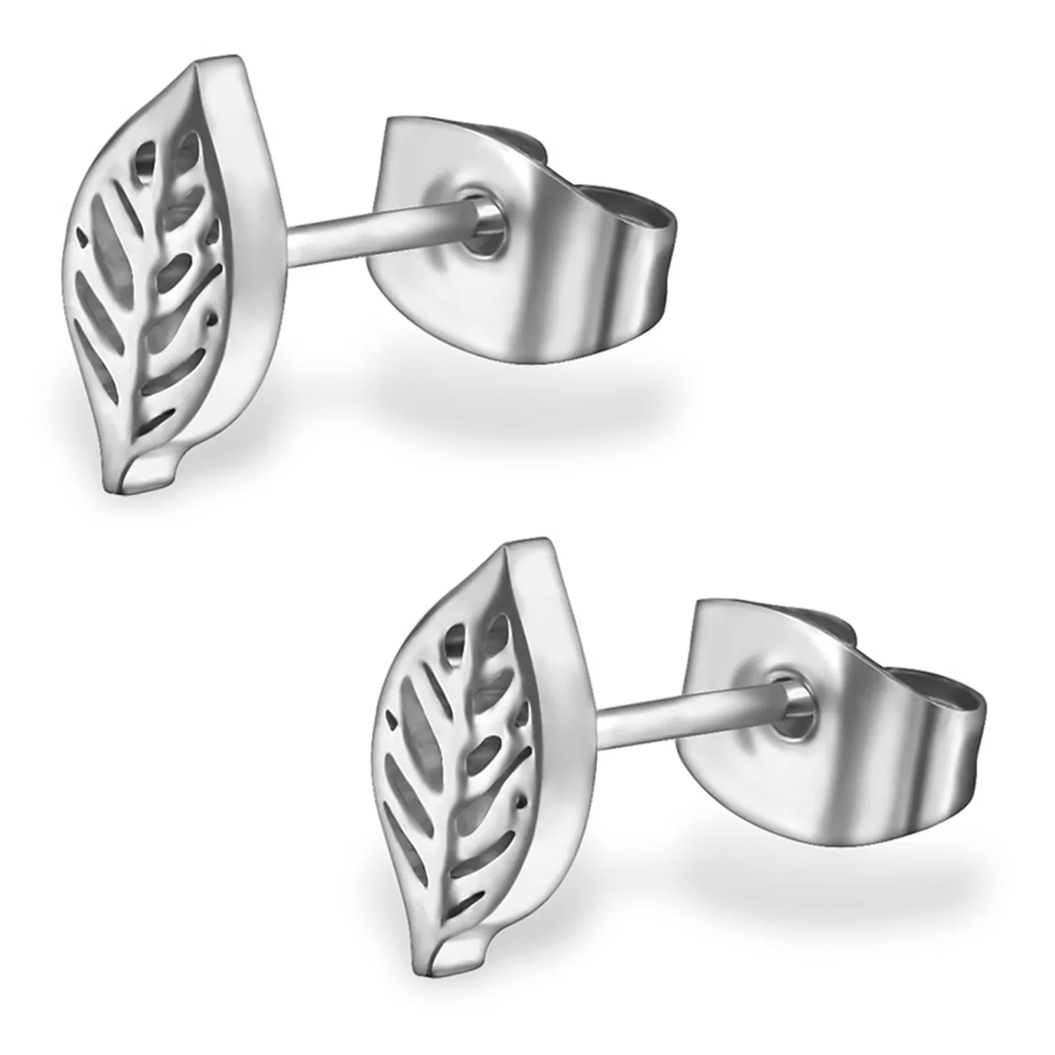 Stainless Steel Tiny Nature Leaf Stud Post Earrings
