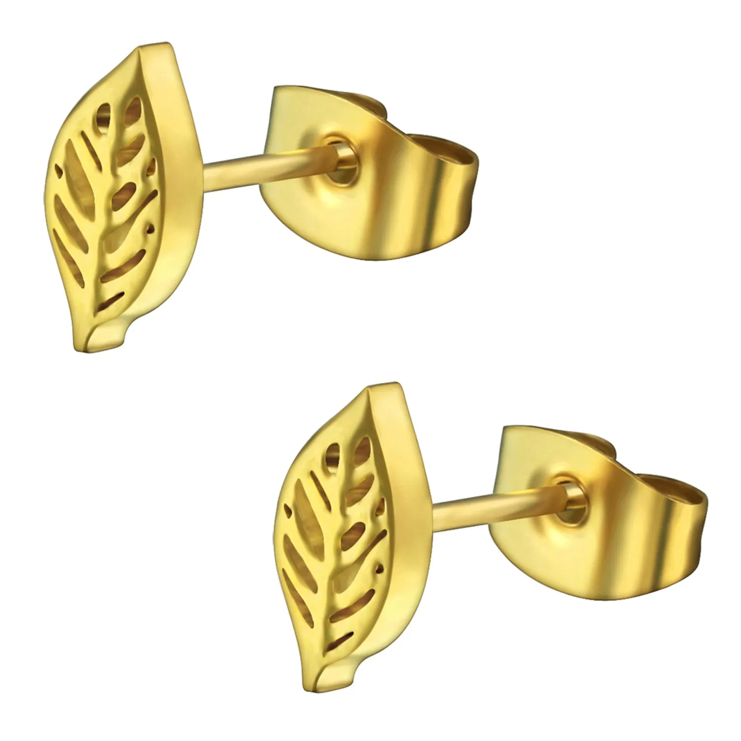 Stainless Steel Tiny Nature Leaf Stud Post Earrings