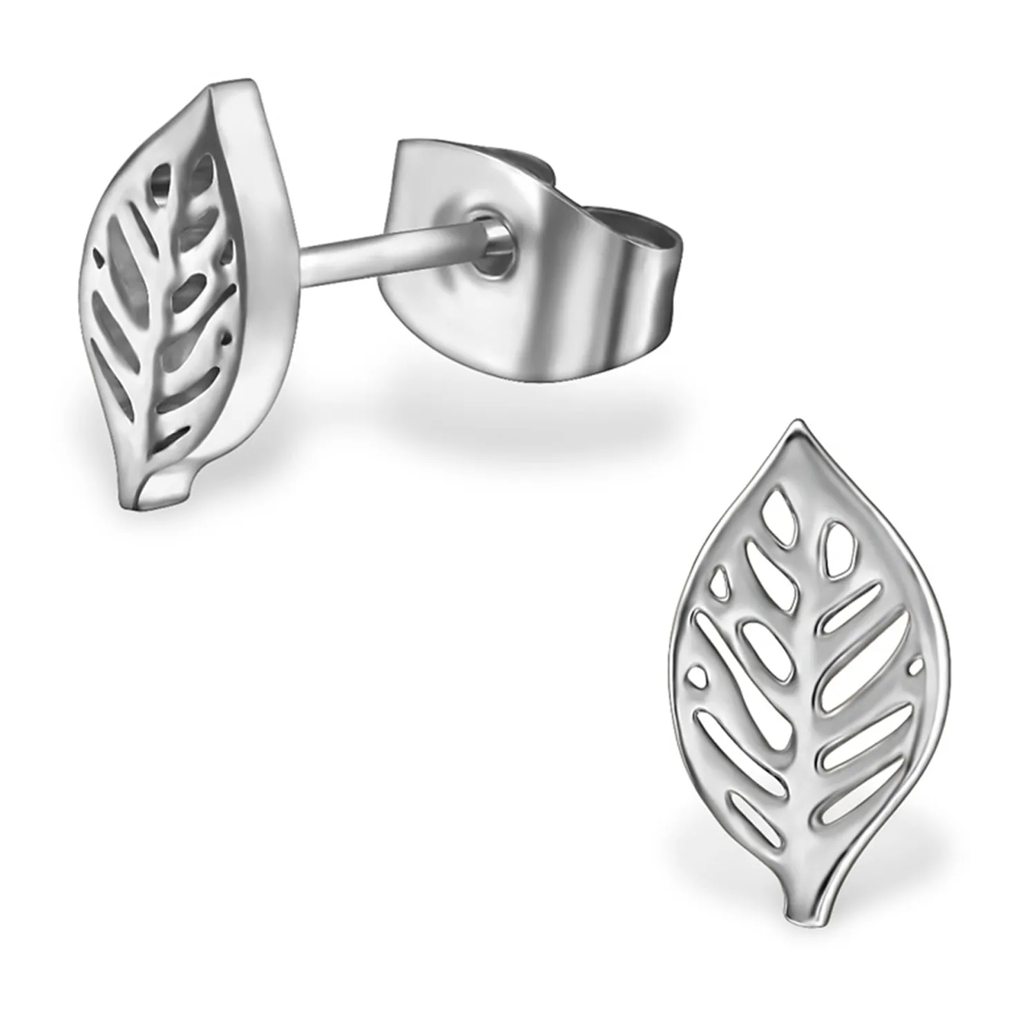 Stainless Steel Tiny Nature Leaf Stud Post Earrings