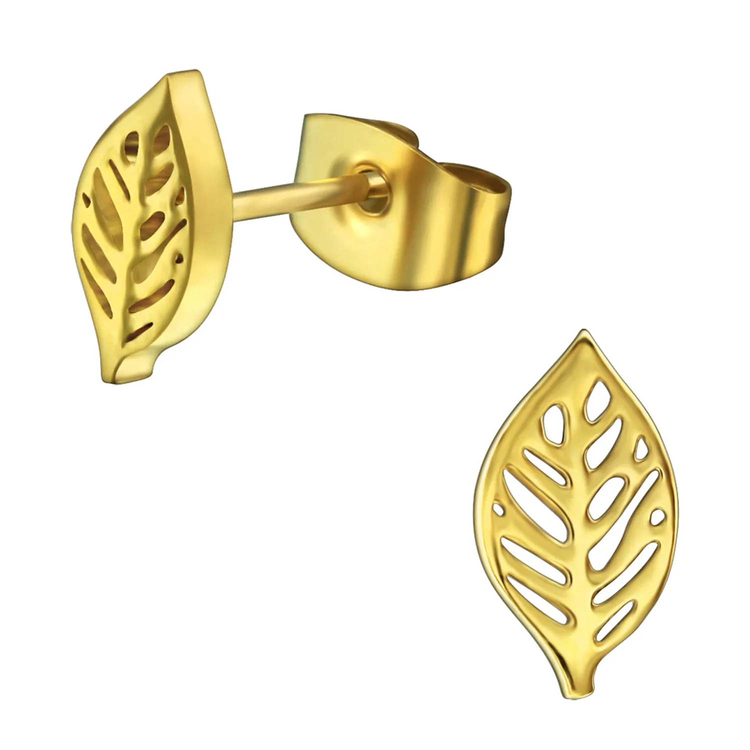 Stainless Steel Tiny Nature Leaf Stud Post Earrings