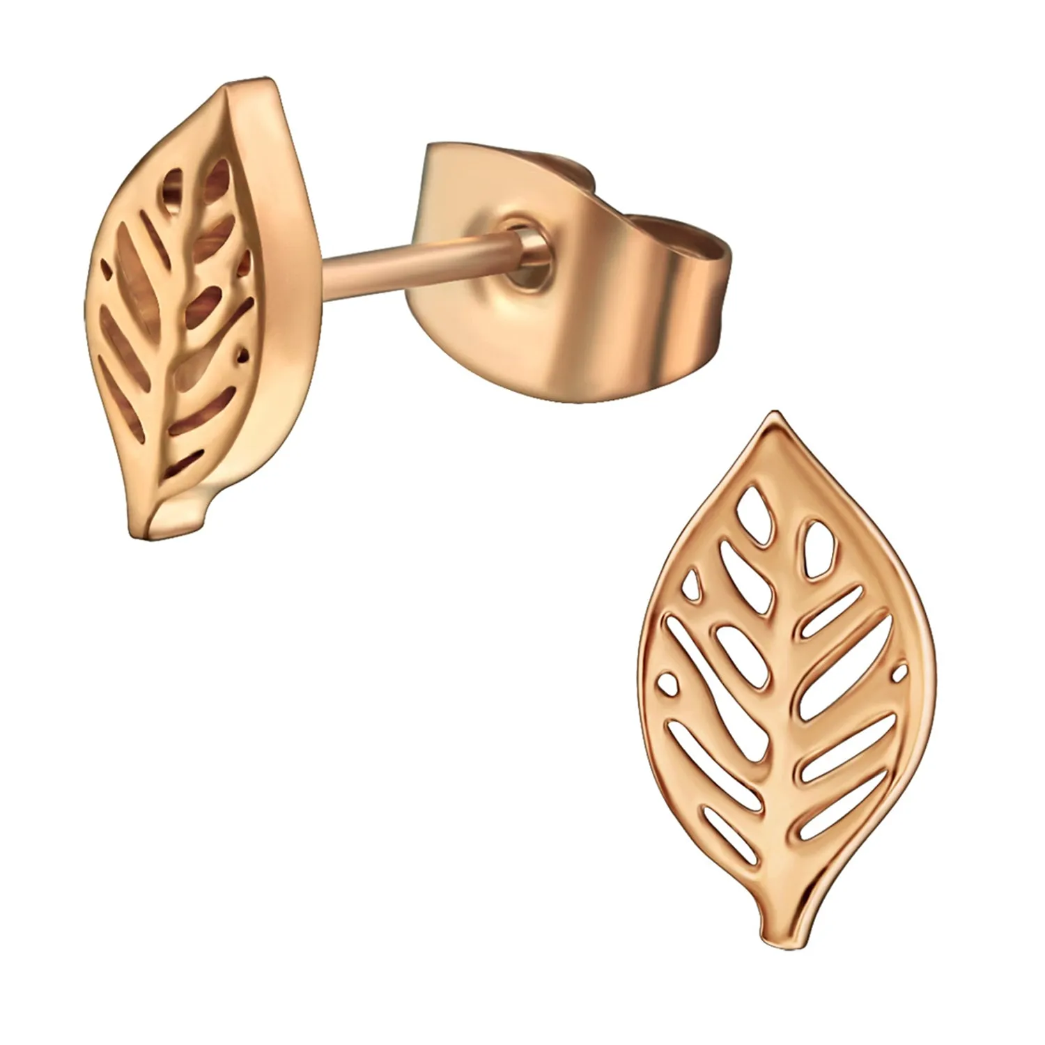 Stainless Steel Tiny Nature Leaf Stud Post Earrings