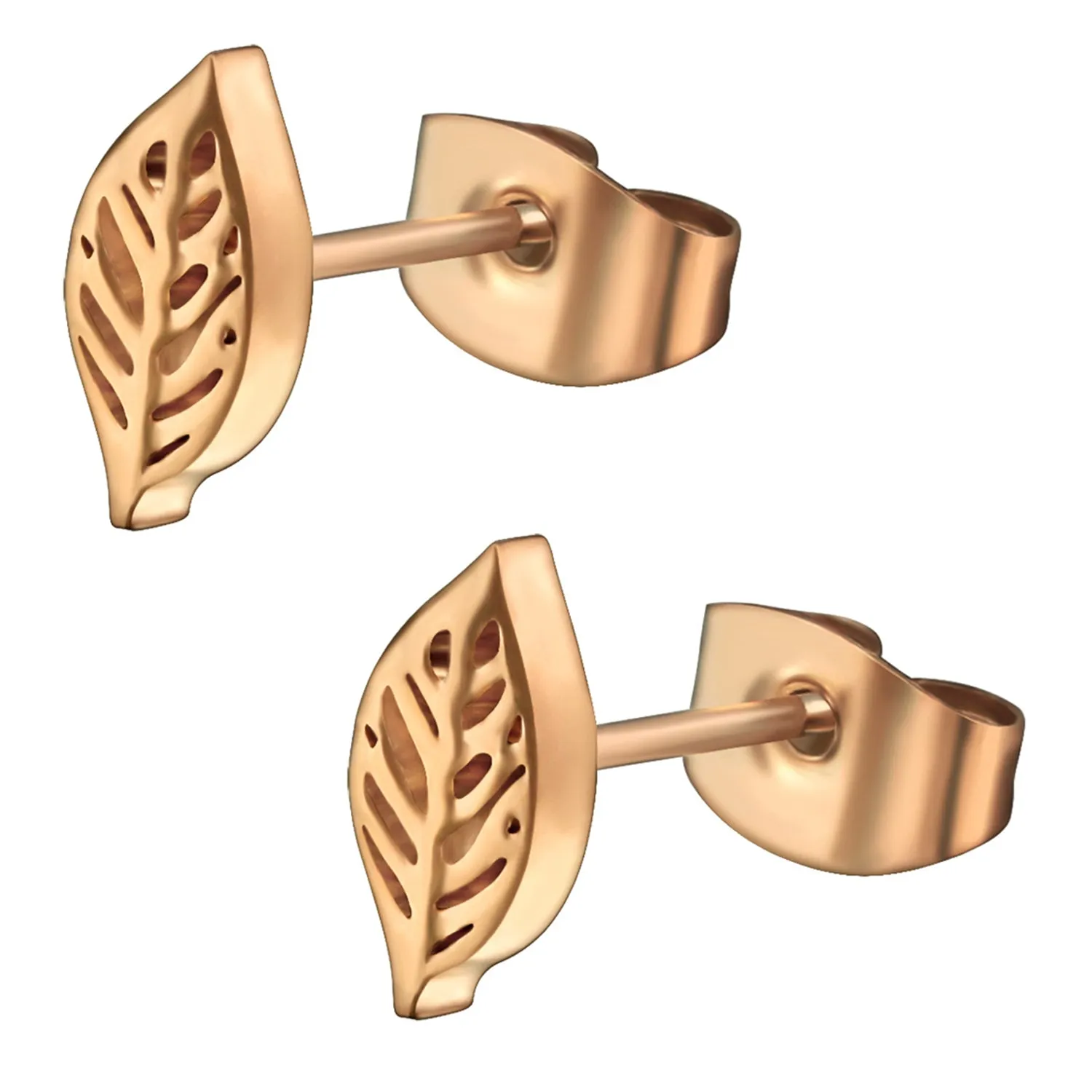 Stainless Steel Tiny Nature Leaf Stud Post Earrings
