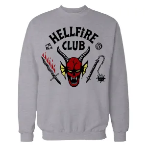 Stranger Things Logo Hellfire Club Classic Sweatshirt (Sports Grey)
