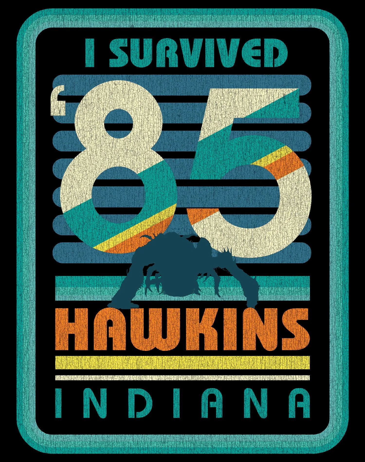 Stranger Things Vintage Demogorgon Poster Hawkins Indiana I Survived 85 Original Men's T-Shirt