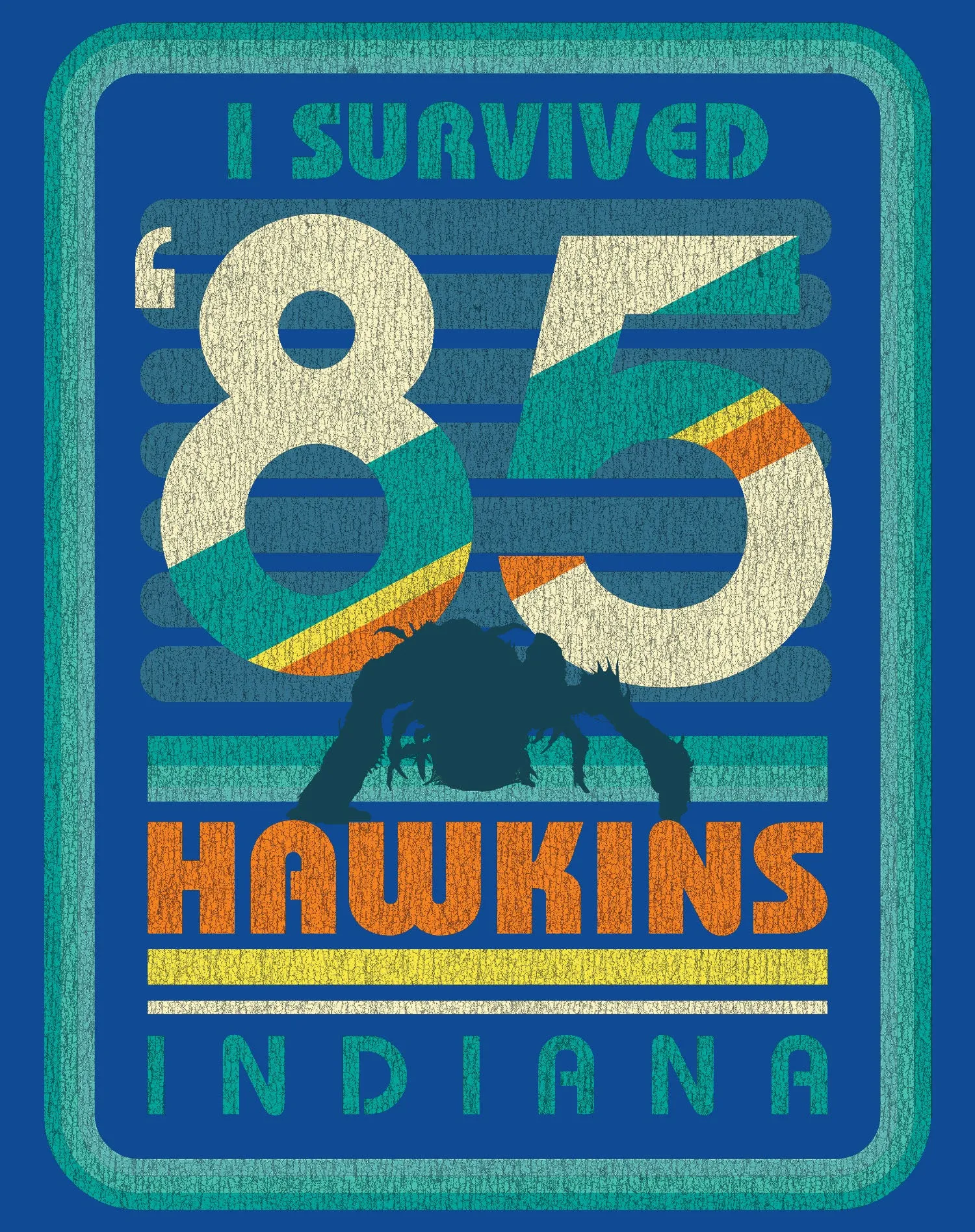 Stranger Things Vintage Demogorgon Poster Hawkins Indiana I Survived 85 Original Men's T-Shirt