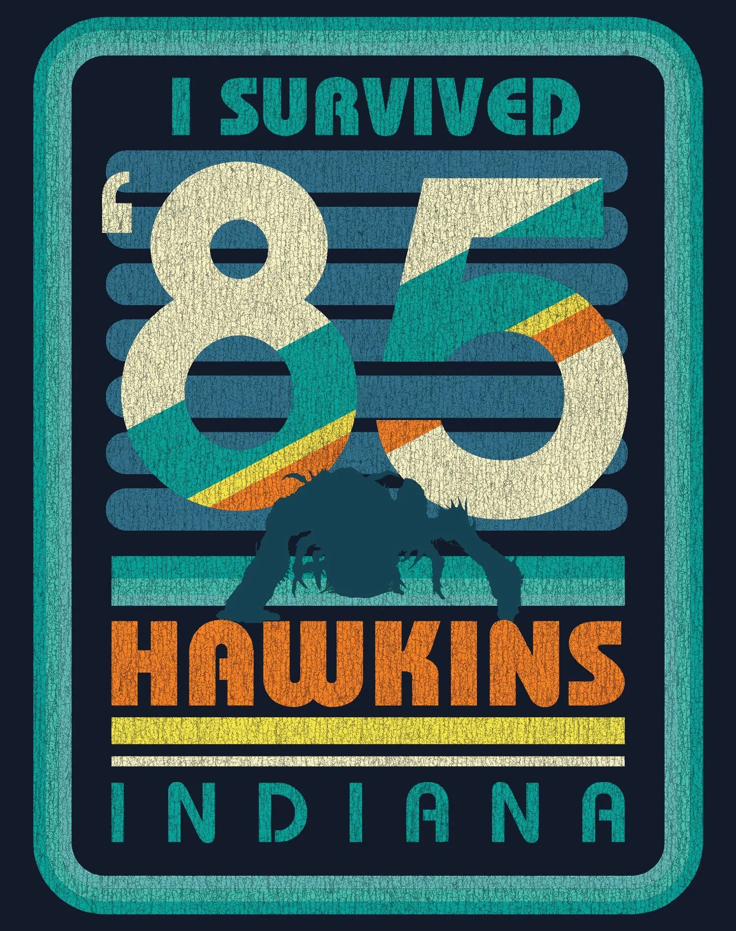 Stranger Things Vintage Demogorgon Poster Hawkins Indiana I Survived 85 Original Men's T-Shirt