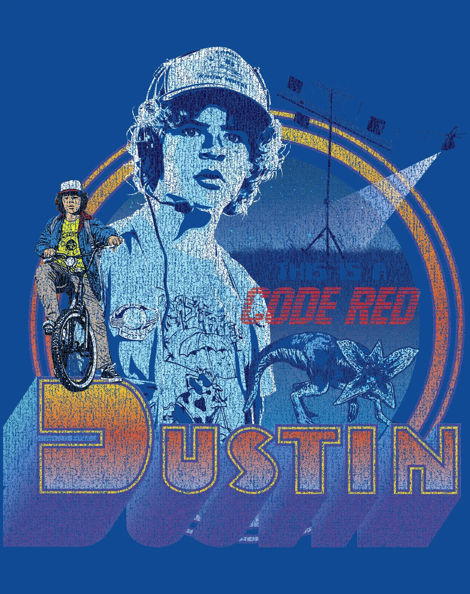 Stranger Things Vintage Dustin Pose Demogorgon  Code Red Official Women's T-Shirt