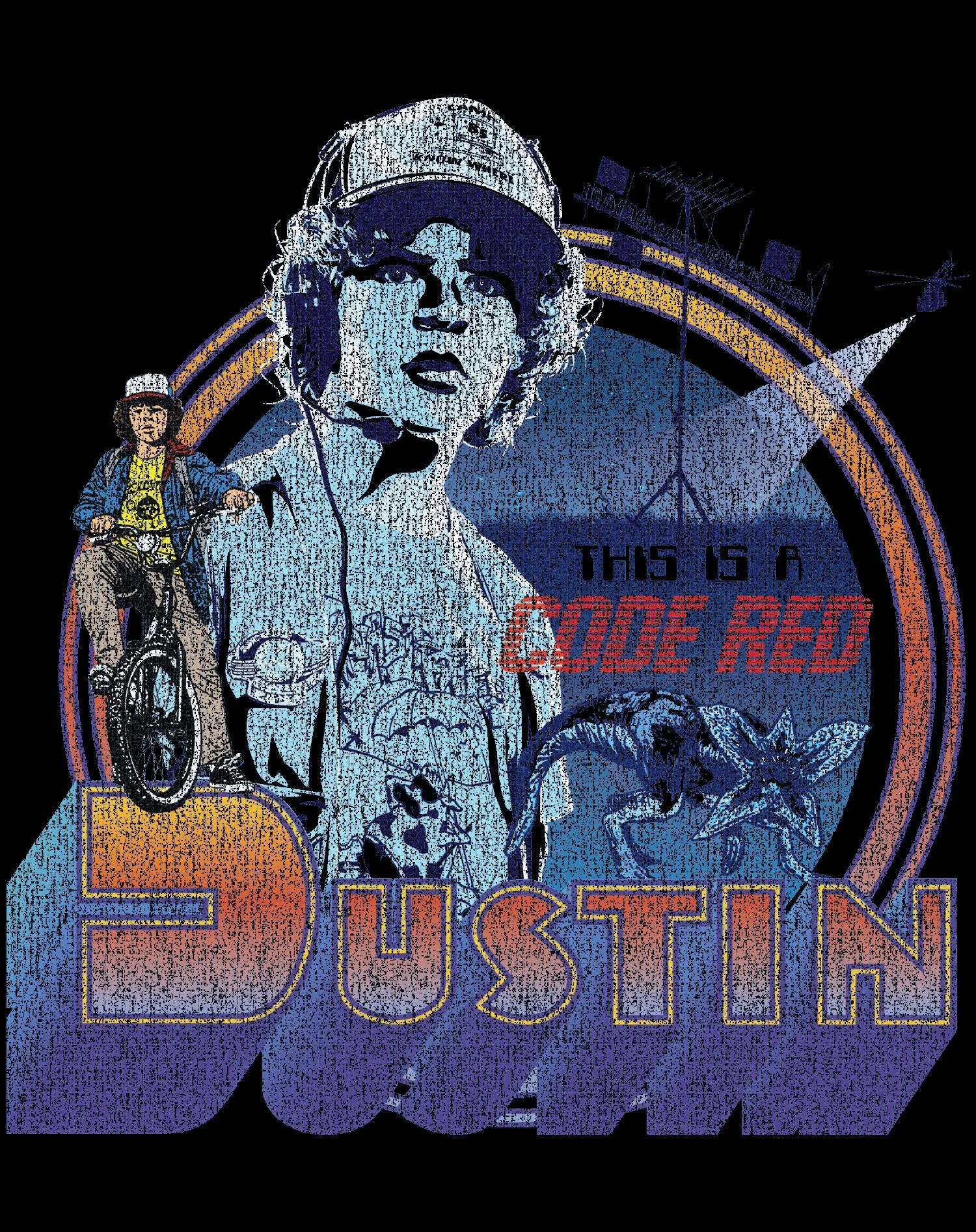 Stranger Things Vintage Dustin Pose Demogorgon  Code Red Official Women's T-Shirt