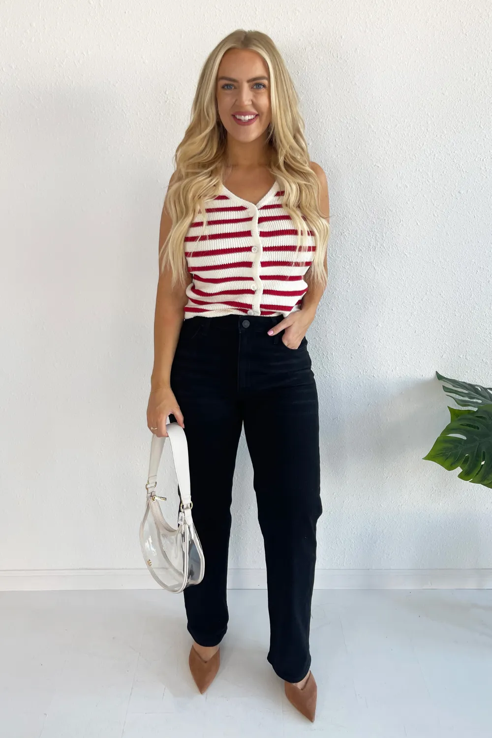Striped Button-Up Sweater Vest