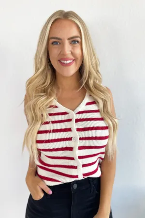 Striped Button-Up Sweater Vest