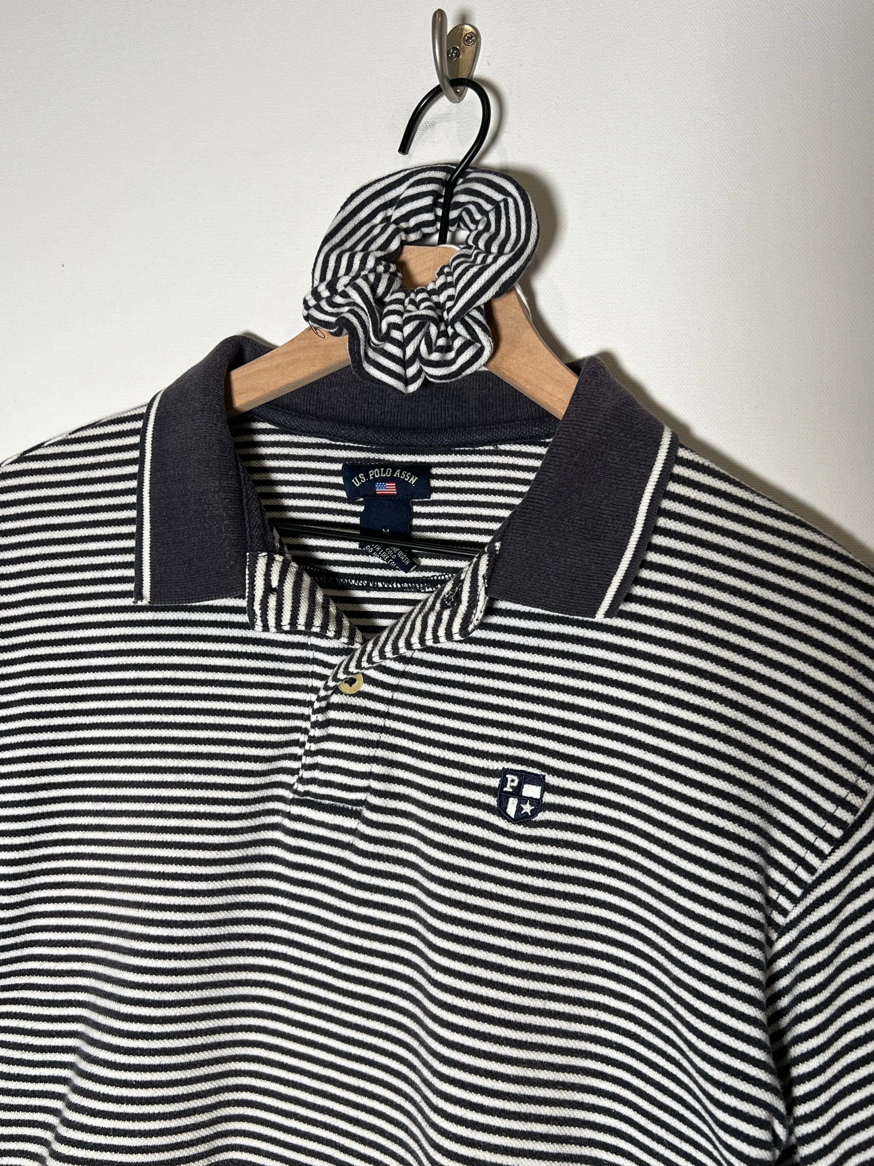 Striped Collared Polo Crop Set (M)