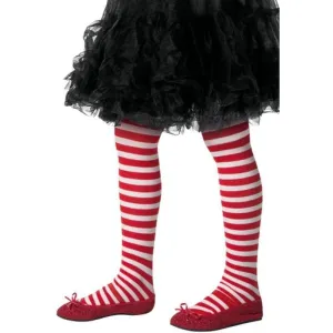 Striped Tights, Childs - Red & White