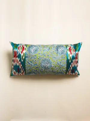 Suzani Cyan Long Lumbar Pillow Cover