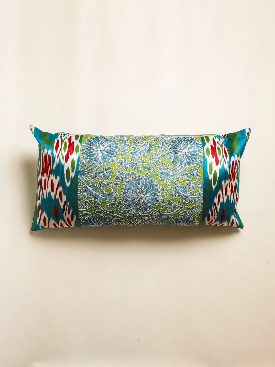 Suzani Cyan Long Lumbar Pillow Cover