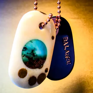 Talisman in Polka Dot Agate with Chrysoprase and Copper "BALANCE" Stamped Goddess Tag