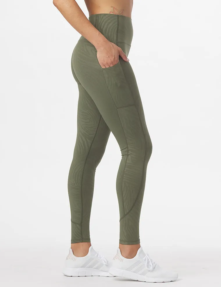 Taper Legging Print: Moss Zebra Gloss