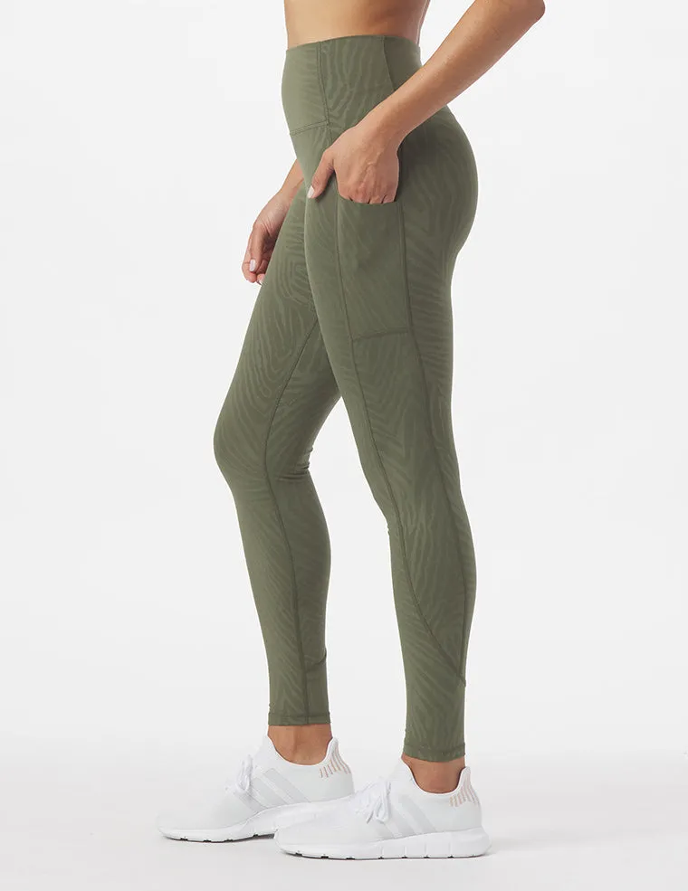 Taper Legging Print: Moss Zebra Gloss