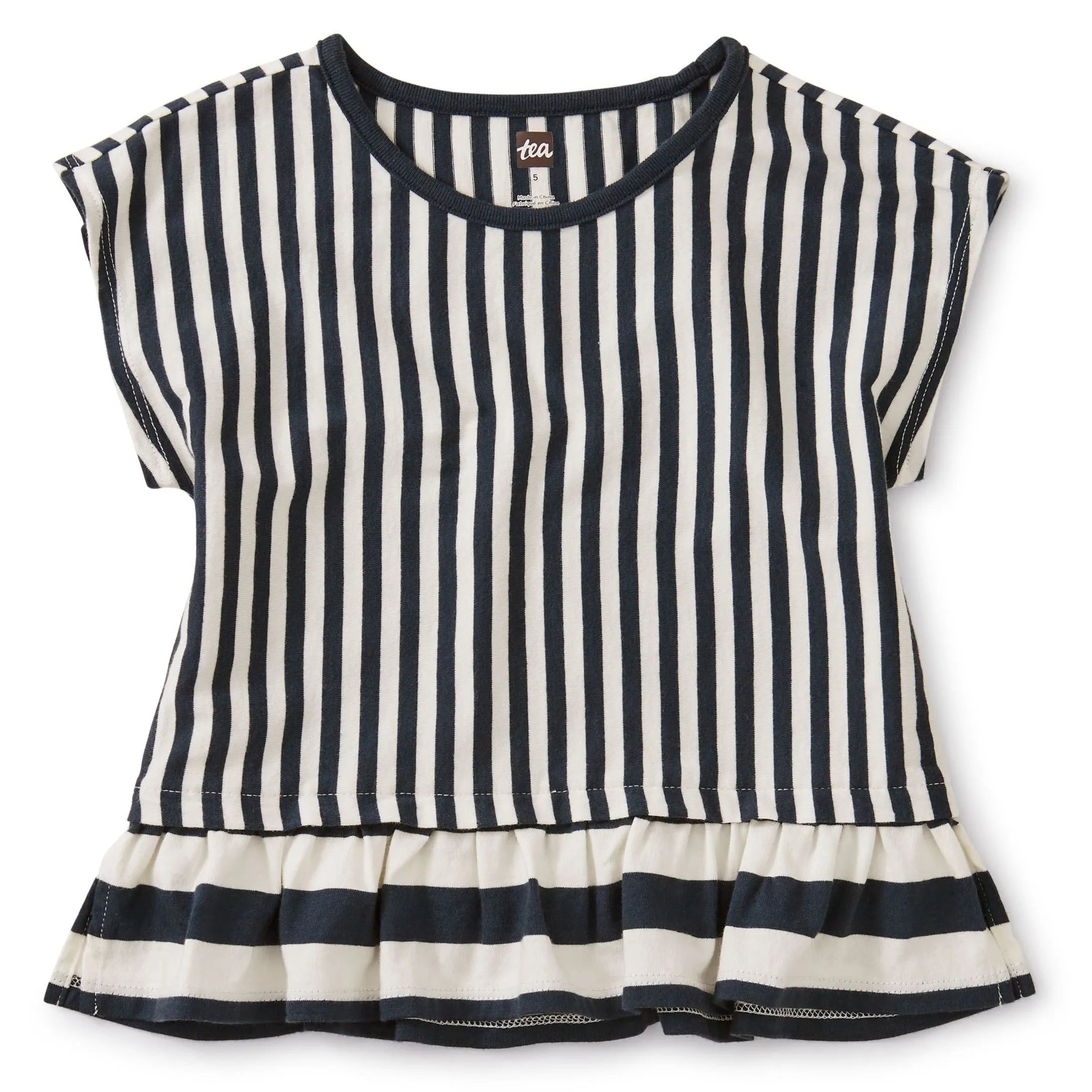 Tea Collection Striped Ruffle Hem Top - Size 3