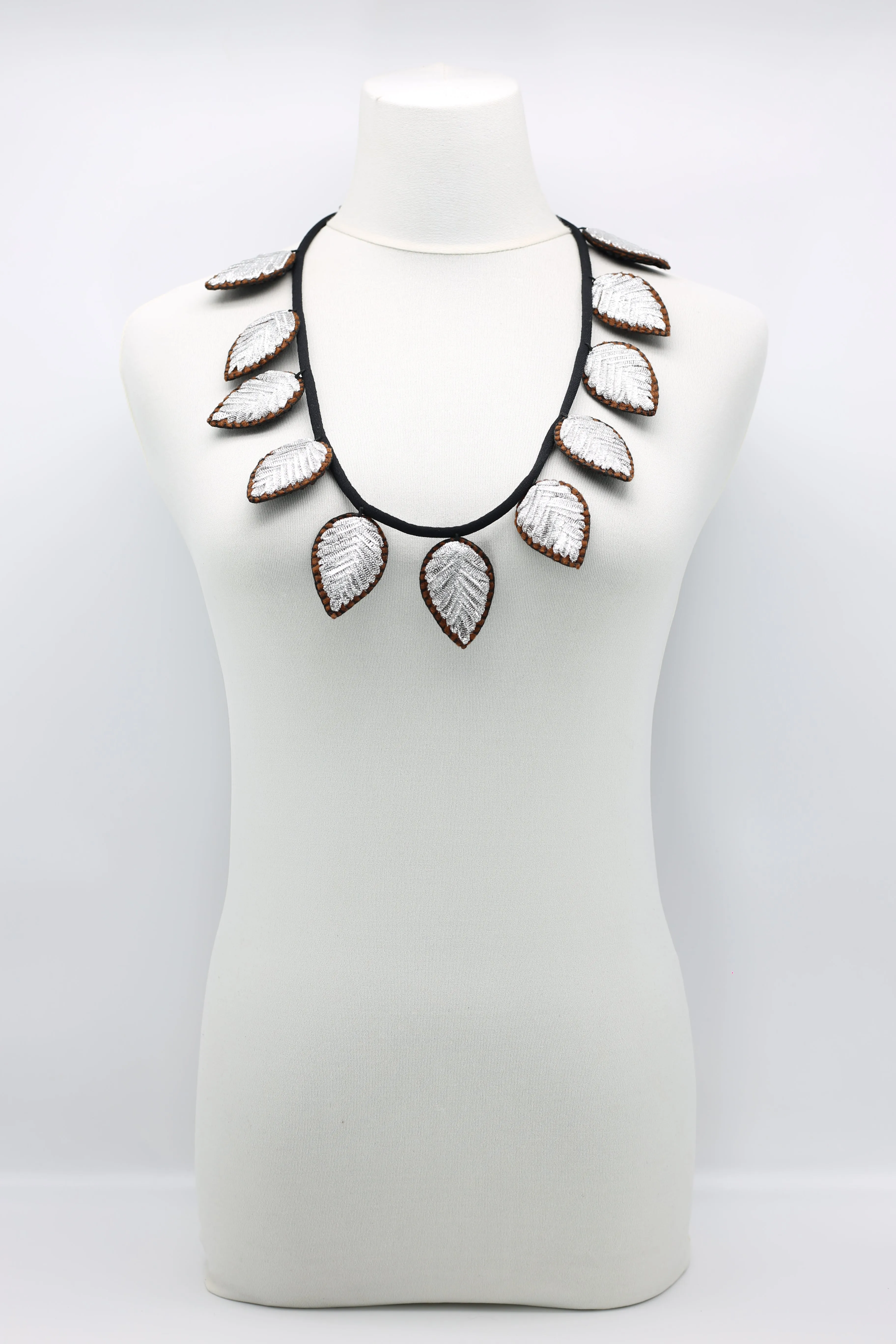Textile leaf medium length Necklace