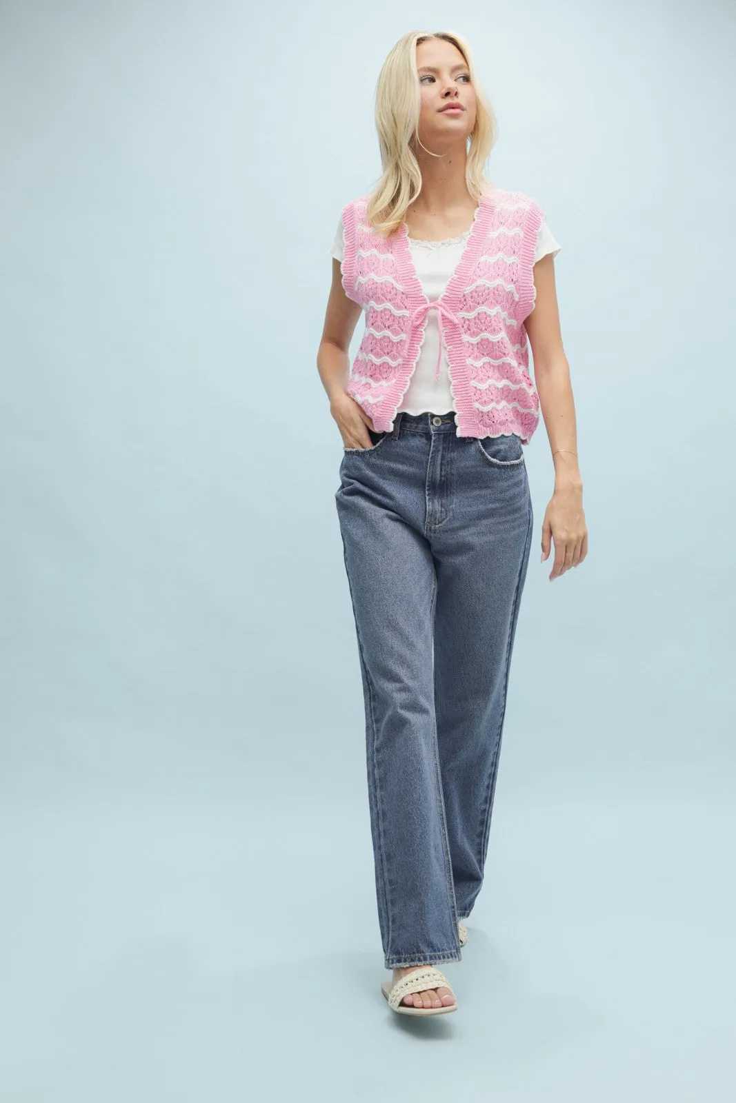 The Willa Striped Crochet Sweater Vest