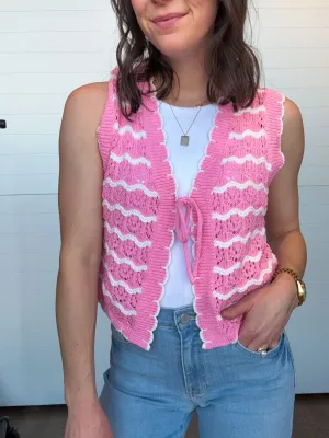 The Willa Striped Crochet Sweater Vest