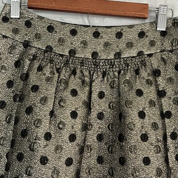 Tibi Gold Black Polka Dot Metallic Pleated Skirt Size 4
