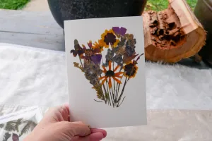 Title: Pressed Texas wildflower Greeting Card –PRINT, Blank Inside, Flowers Grown on Our Texas Farm