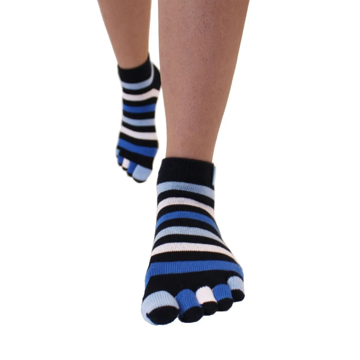ToeToe Essential Anklet Trainer Fun Socks - Striped Denim