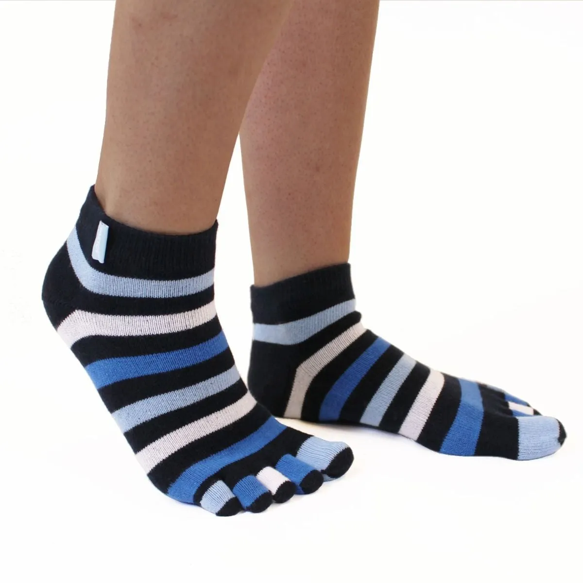 ToeToe Essential Anklet Trainer Fun Socks - Striped Denim