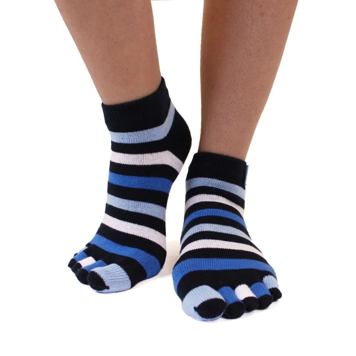 ToeToe Essential Anklet Trainer Fun Socks - Striped Denim
