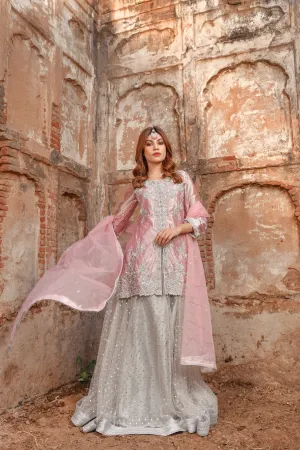 Traditional Silver Lehenga Shirt Dupatta Dress #BS717
