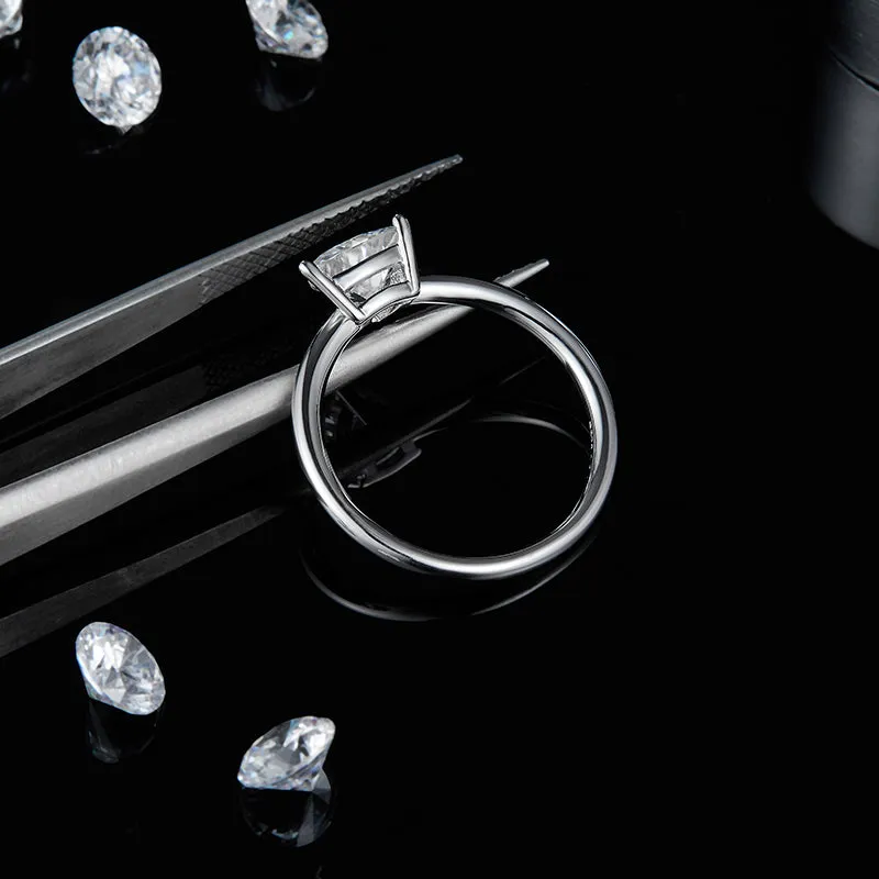 Trillion Cut Moissanite Diamond Solitaire Ring