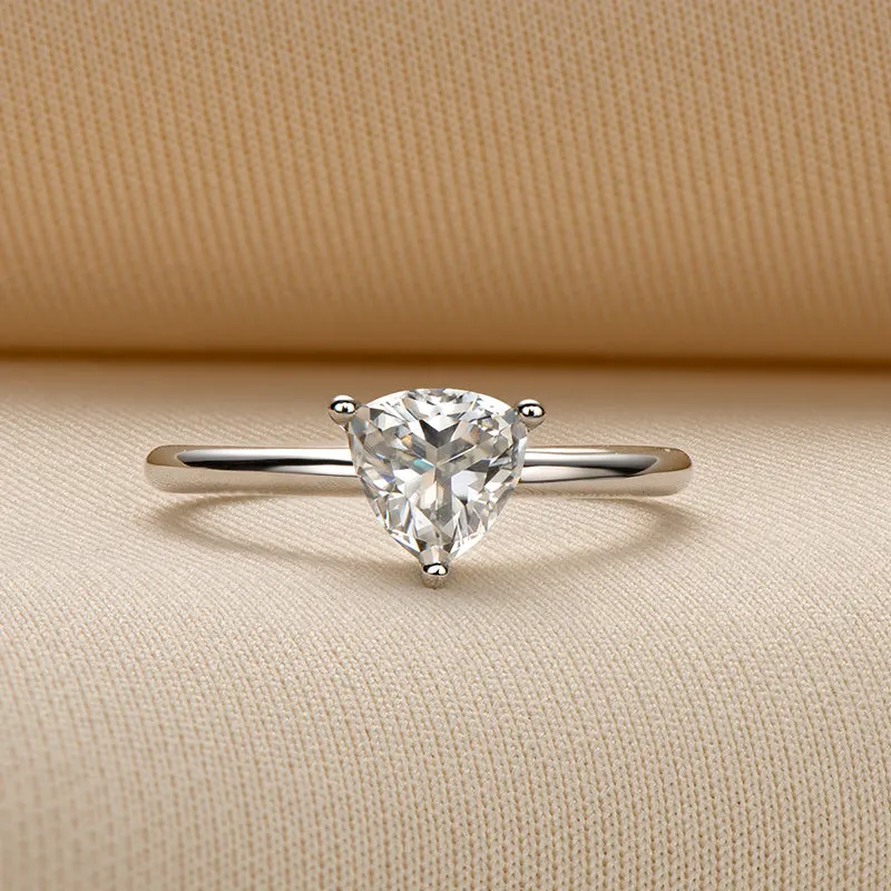 Trillion Cut Moissanite Diamond Solitaire Ring