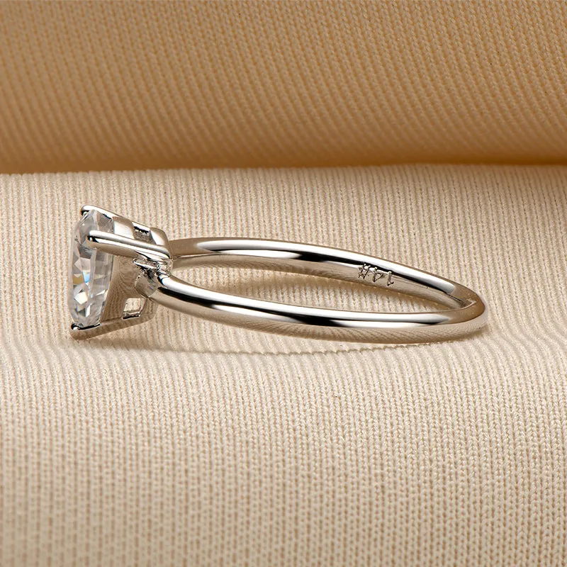 Trillion Cut Moissanite Diamond Solitaire Ring