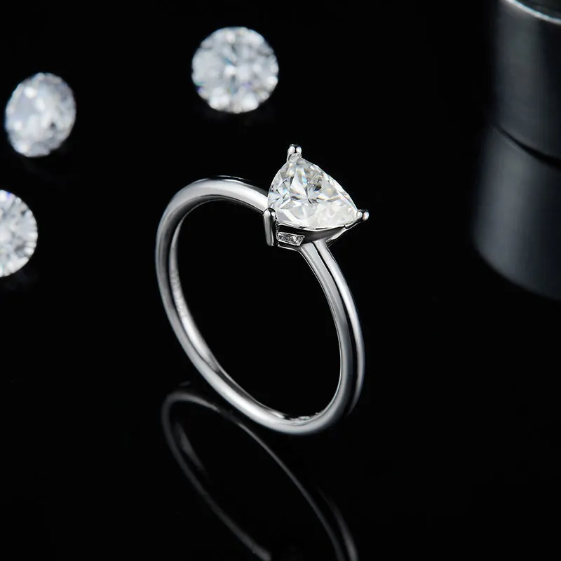Trillion Cut Moissanite Diamond Solitaire Ring