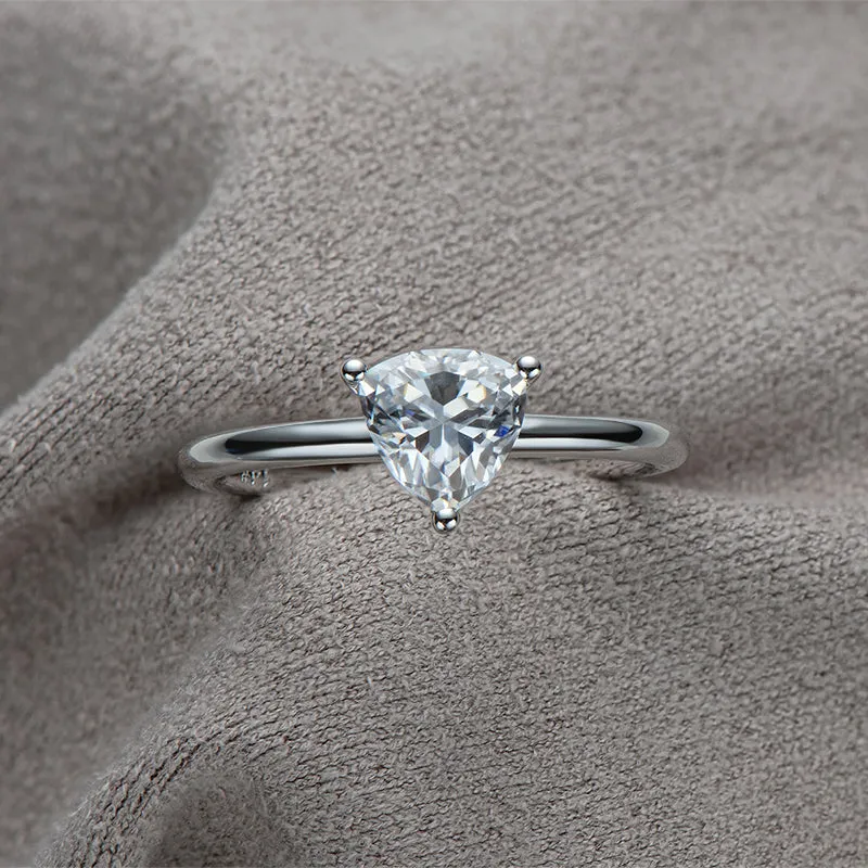 Trillion Cut Moissanite Diamond Solitaire Ring
