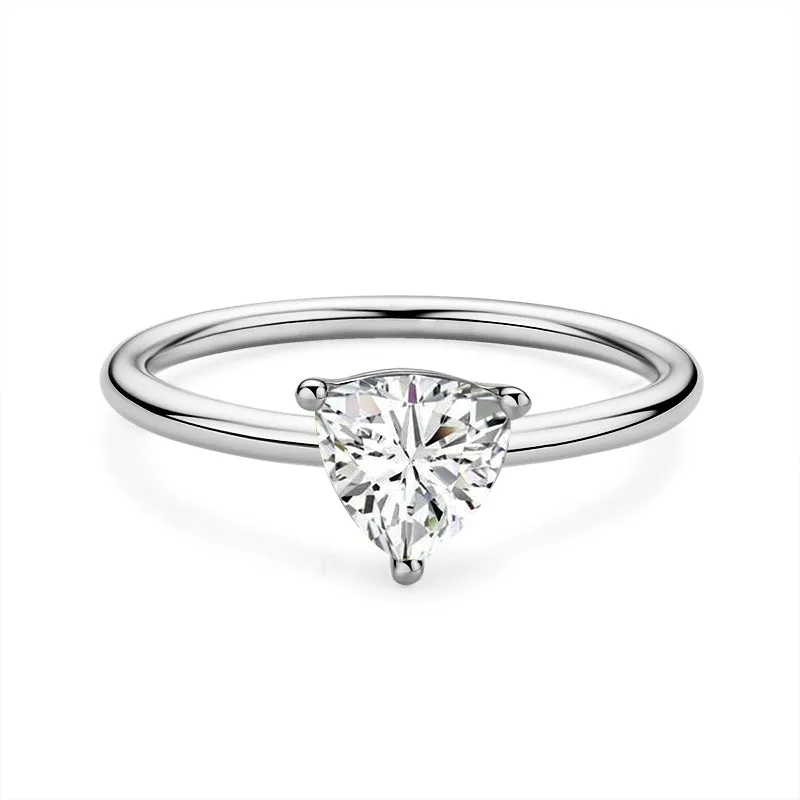 Trillion Cut Moissanite Diamond Solitaire Ring