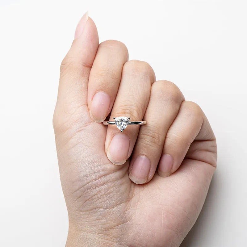 Trillion Cut Moissanite Diamond Solitaire Ring